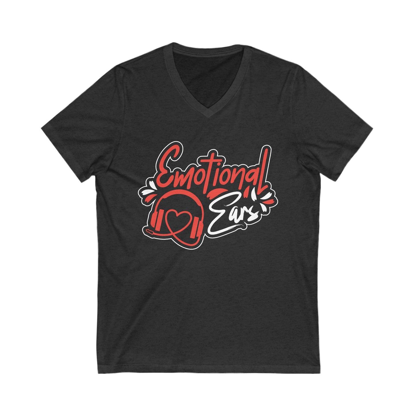 Emotional Ears (Headphones) | Unisex Short Sleeve V-Neck Tee
