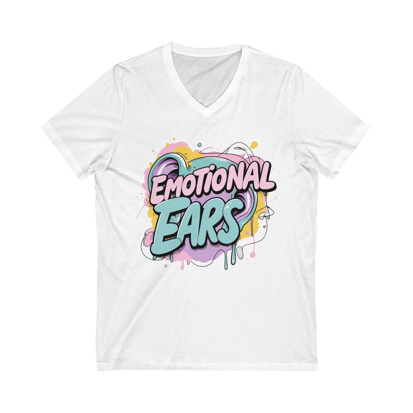 Emotional Ears (Paint) | Unisex Short Sleeve V-Neck Tee