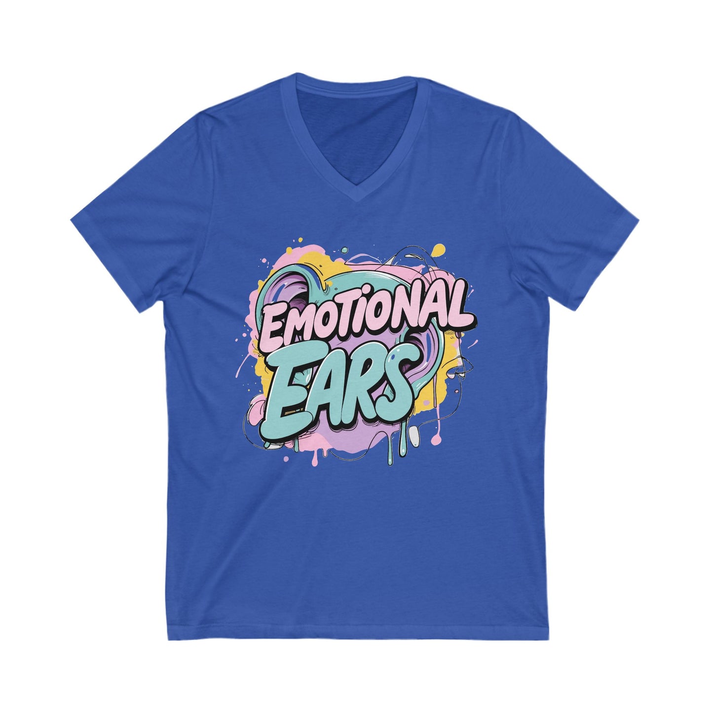 Emotional Ears (Paint) | Unisex Short Sleeve V-Neck Tee