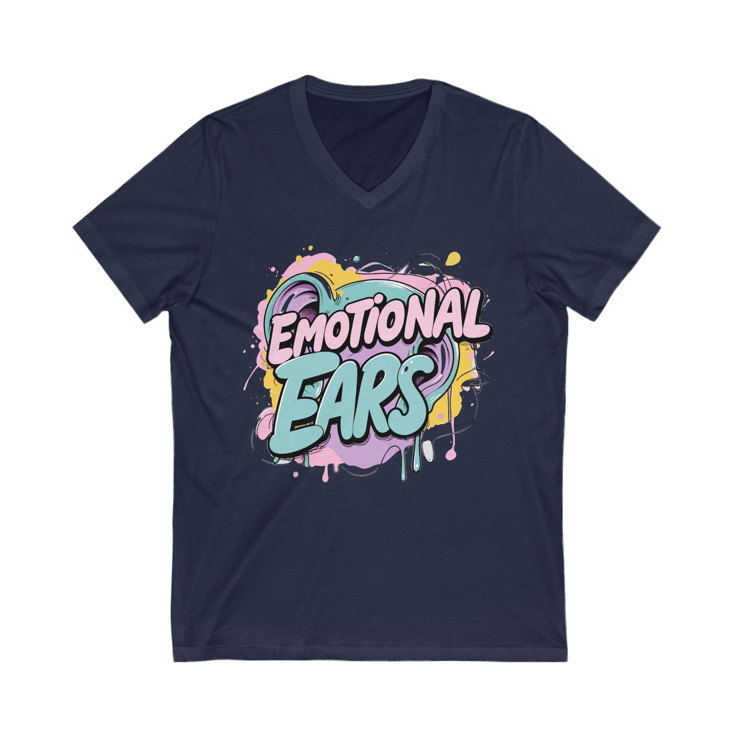 Emotional Ears (Paint) | Unisex Short Sleeve V-Neck Tee