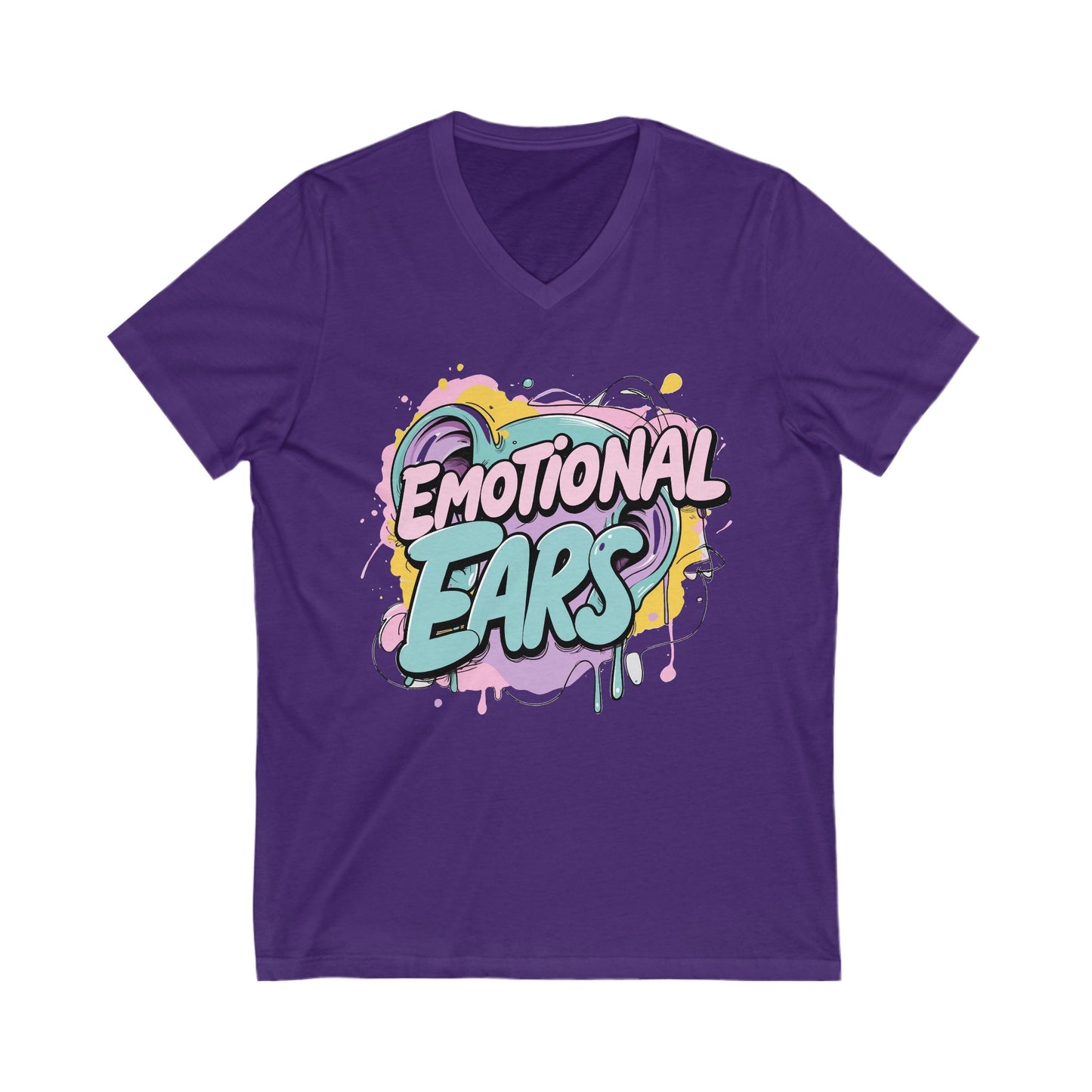 Emotional Ears (Paint) | Unisex Short Sleeve V-Neck Tee