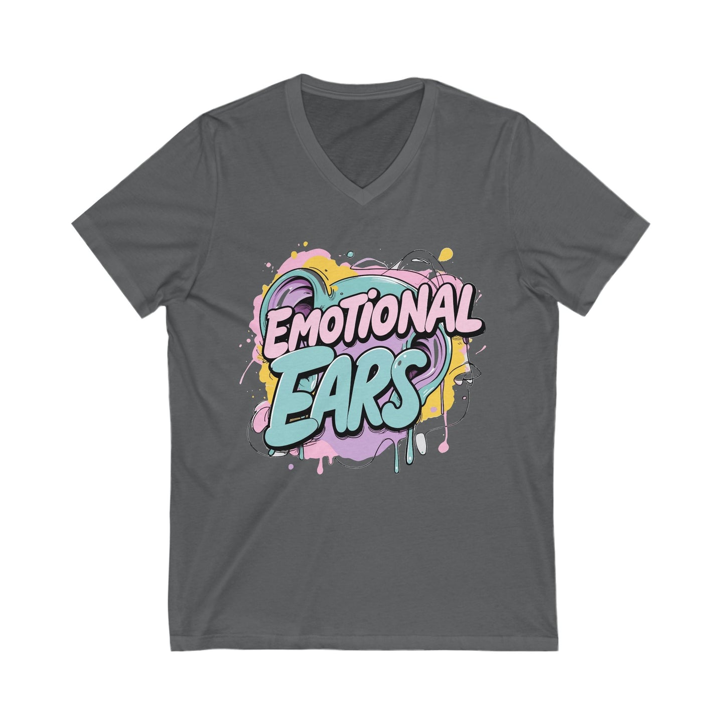 Emotional Ears (Paint) | Unisex Short Sleeve V-Neck Tee