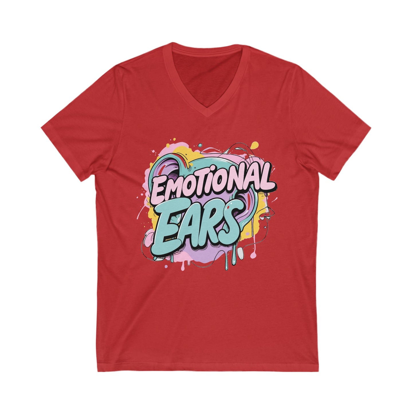 Emotional Ears (Paint) | Unisex Short Sleeve V-Neck Tee