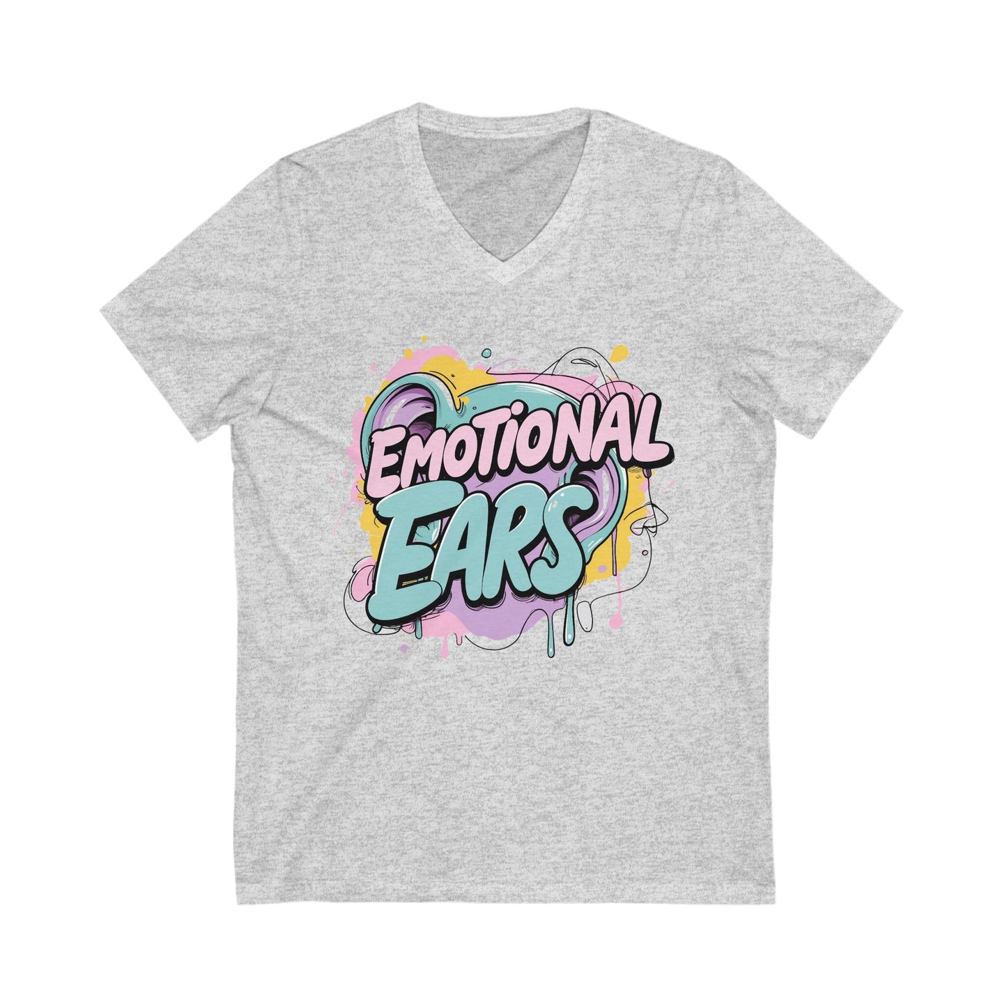 Emotional Ears (Paint) | Unisex Short Sleeve V-Neck Tee