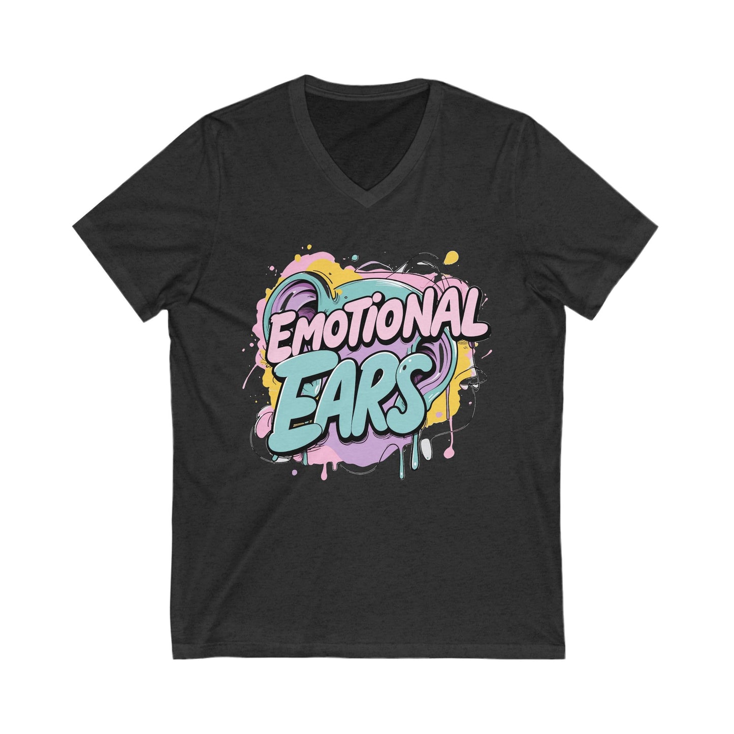 Emotional Ears (Paint) | Unisex Short Sleeve V-Neck Tee