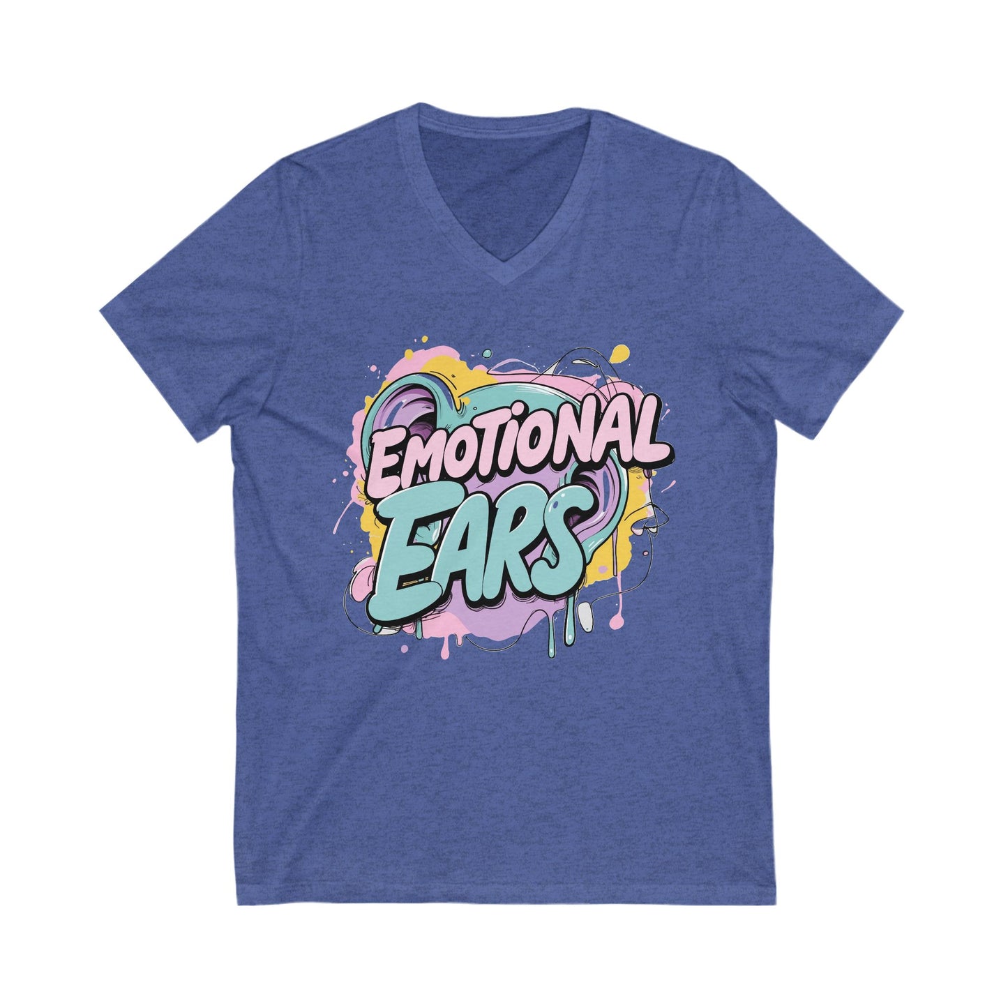 Emotional Ears (Paint) | Unisex Short Sleeve V-Neck Tee