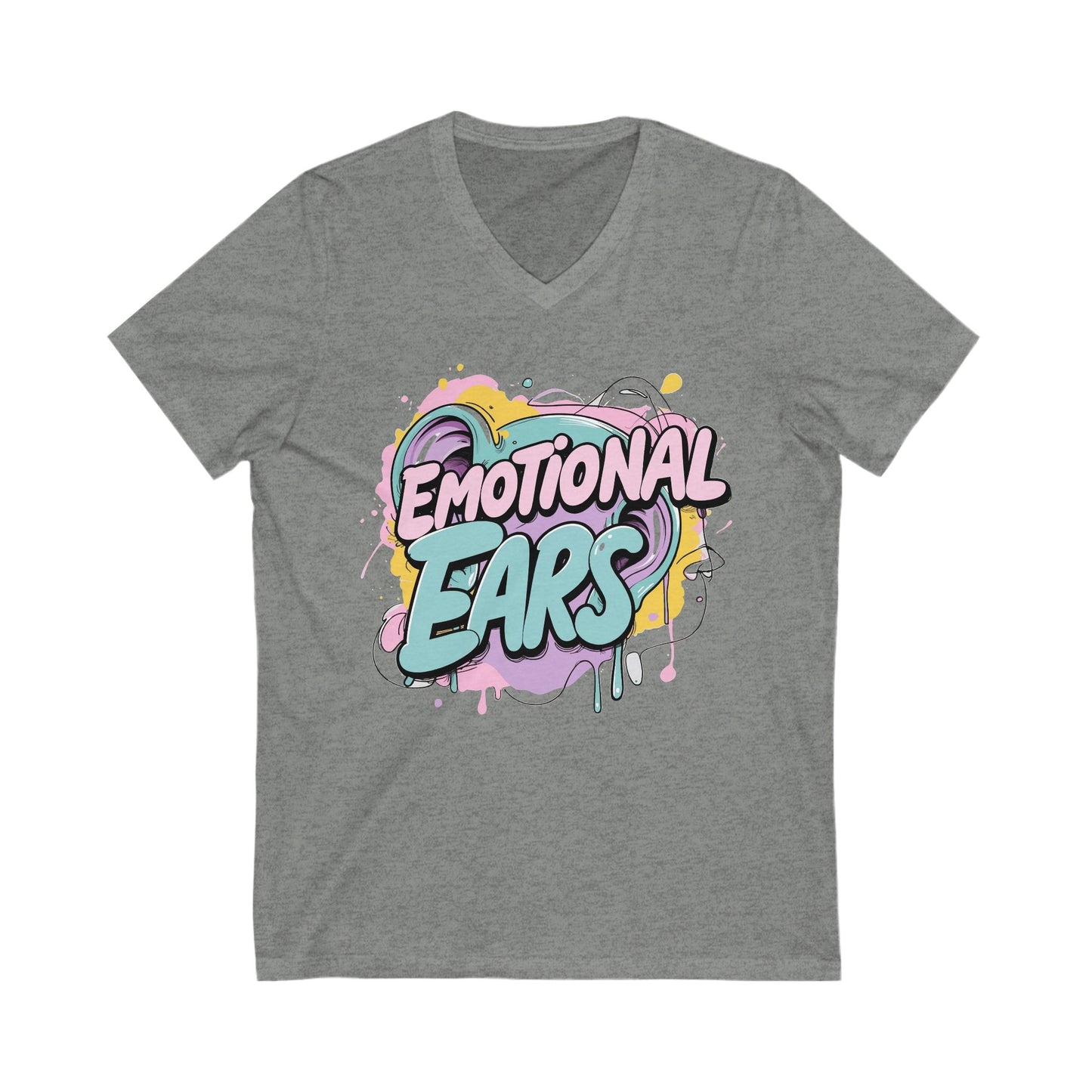 Emotional Ears (Paint) | Unisex Short Sleeve V-Neck Tee
