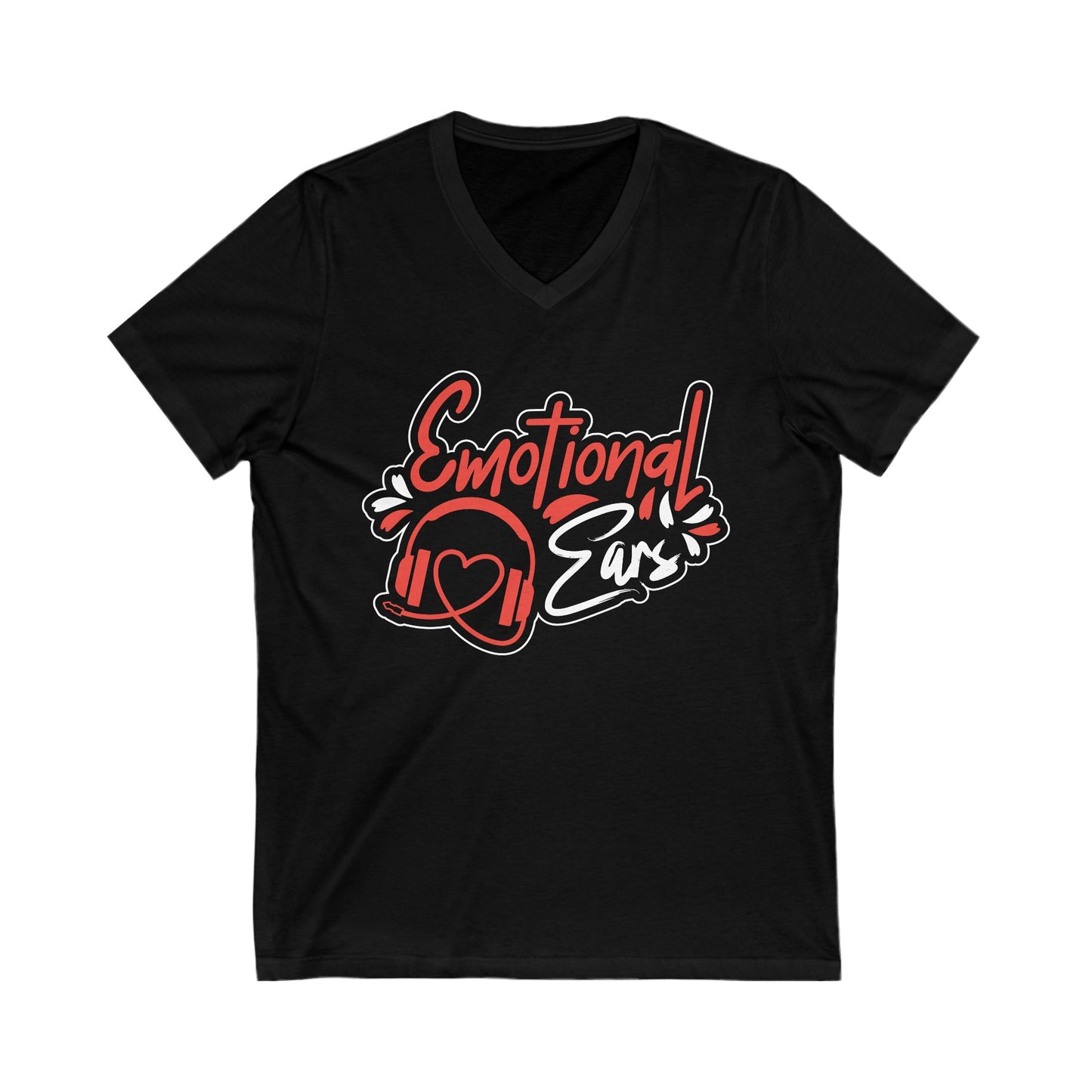 Emotional Ears (Headphones) | Unisex Short Sleeve V-Neck Tee
