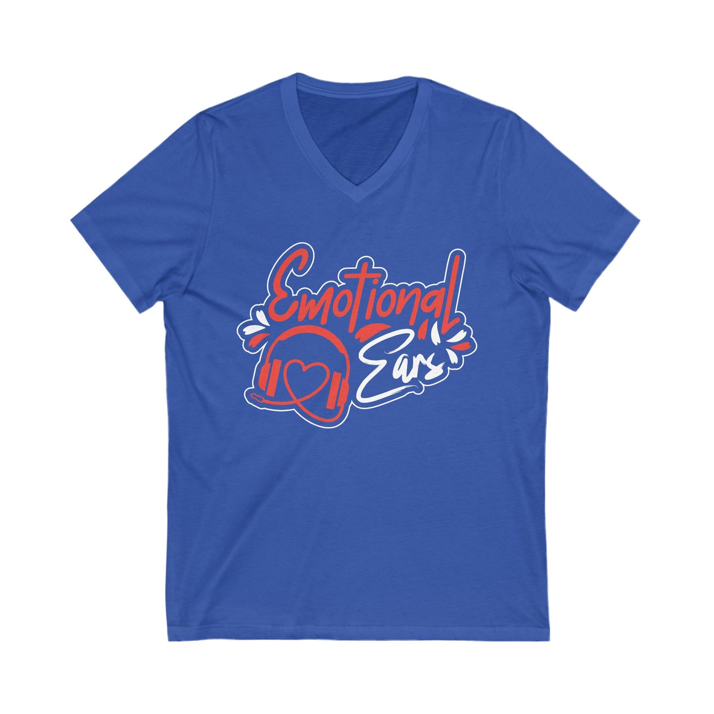 Emotional Ears (Headphones) | Unisex Short Sleeve V-Neck Tee