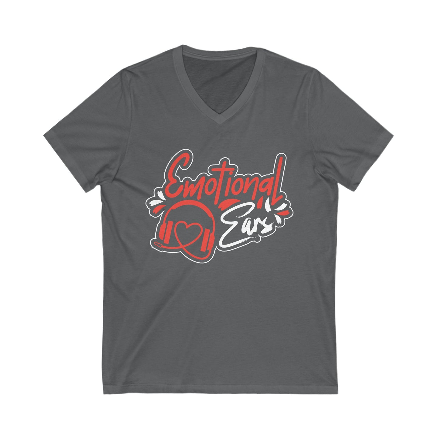 Emotional Ears (Headphones) | Unisex Short Sleeve V-Neck Tee