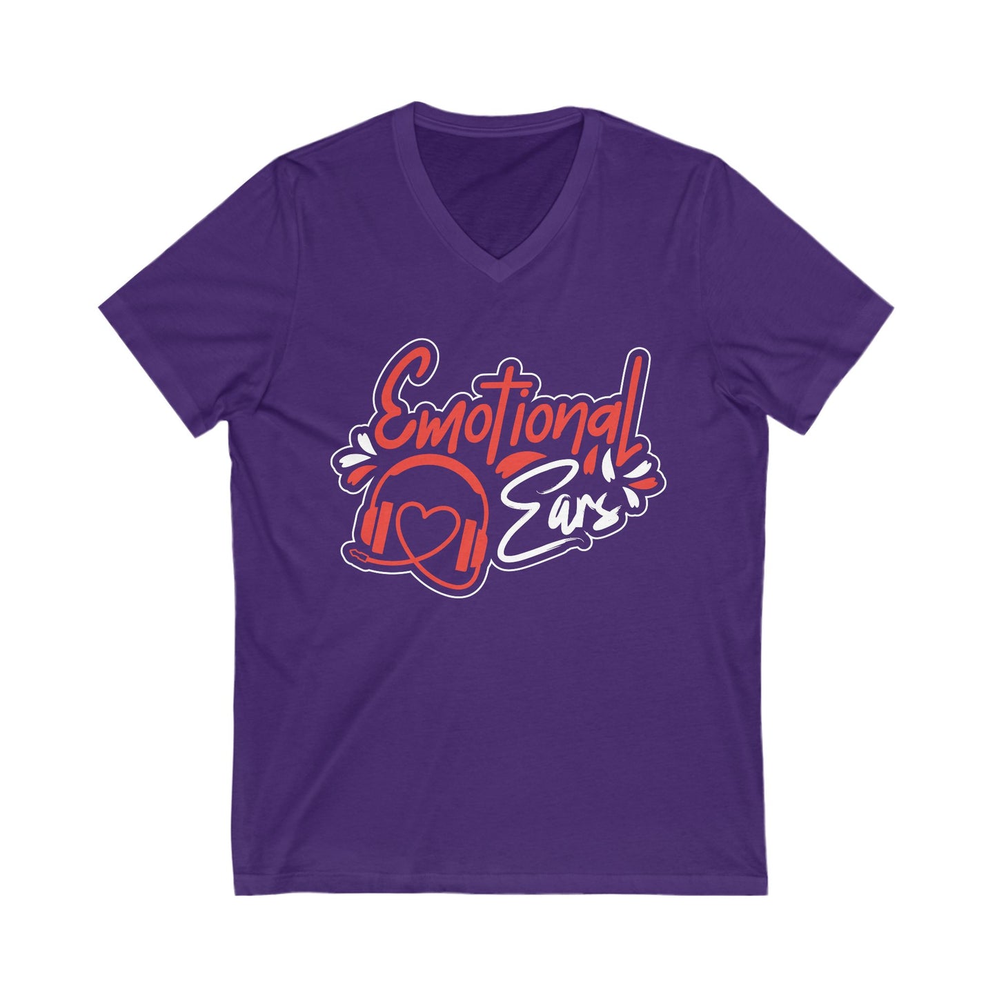 Emotional Ears (Headphones) | Unisex Short Sleeve V-Neck Tee