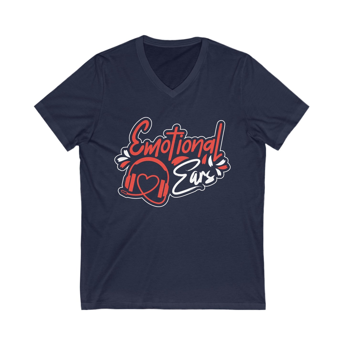 Emotional Ears (Headphones) | Unisex Short Sleeve V-Neck Tee