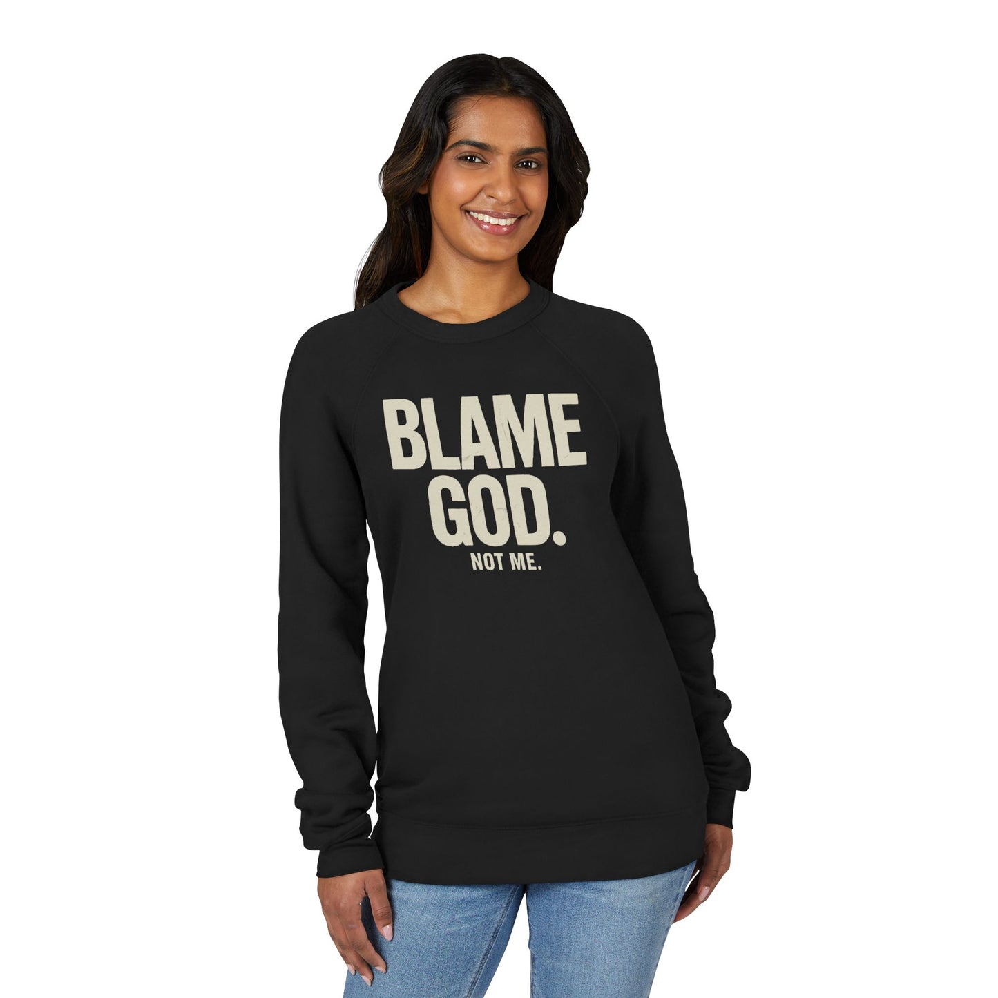 Blame God (Not Me) | Unisex Sponge Fleece Raglan Sweatshirt