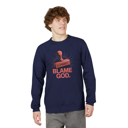 Blame God (Stamp) | Unisex Sponge Fleece Raglan Sweatshirt