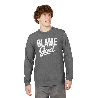 Blame God (Halo) | Unisex Sponge Fleece Raglan Sweatshirt