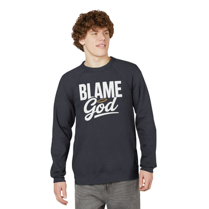 Blame God (Halo) | Unisex Sponge Fleece Raglan Sweatshirt