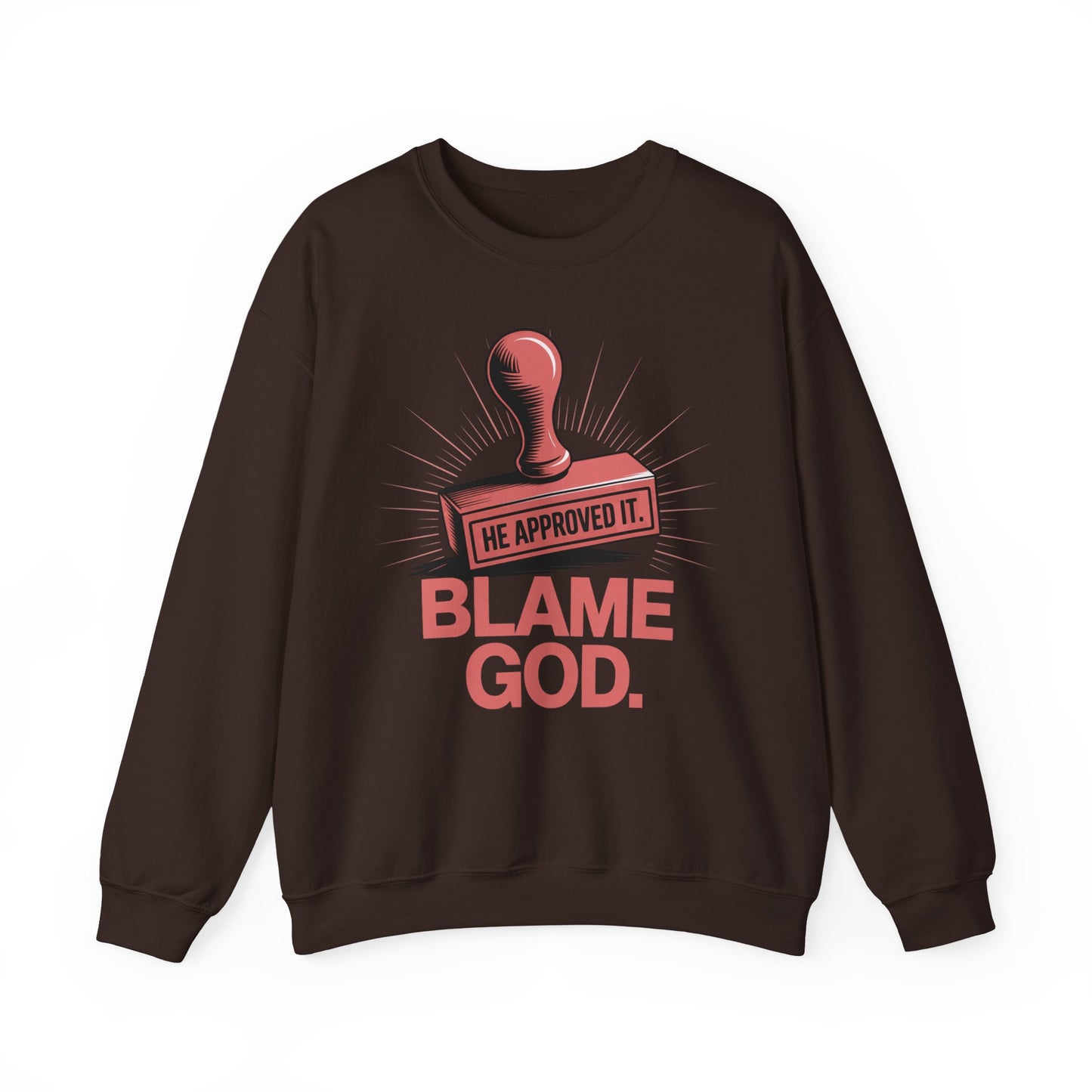 Blame God (Stamp) | Unisex Heavy Blend™ Crewneck Sweatshirt