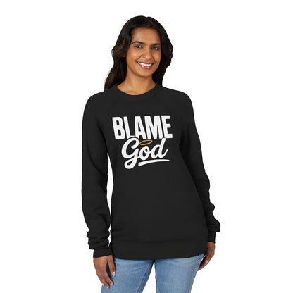 Blame God (Halo) | Unisex Sponge Fleece Raglan Sweatshirt