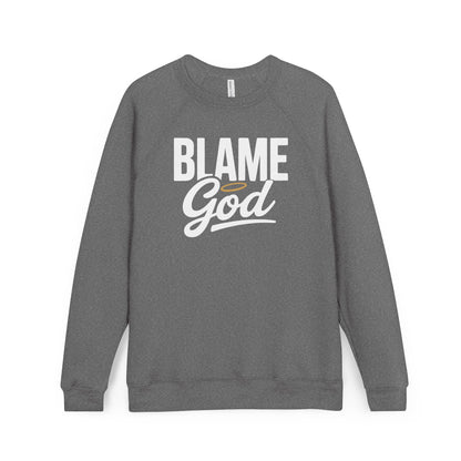 Blame God (Halo) | Unisex Sponge Fleece Raglan Sweatshirt