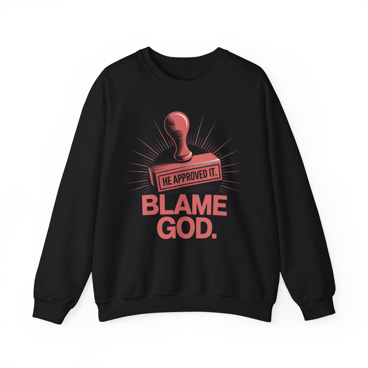 Blame God (Stamp) | Unisex Heavy Blend™ Crewneck Sweatshirt