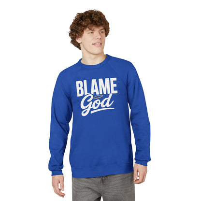 Blame God (Halo) | Unisex Sponge Fleece Raglan Sweatshirt