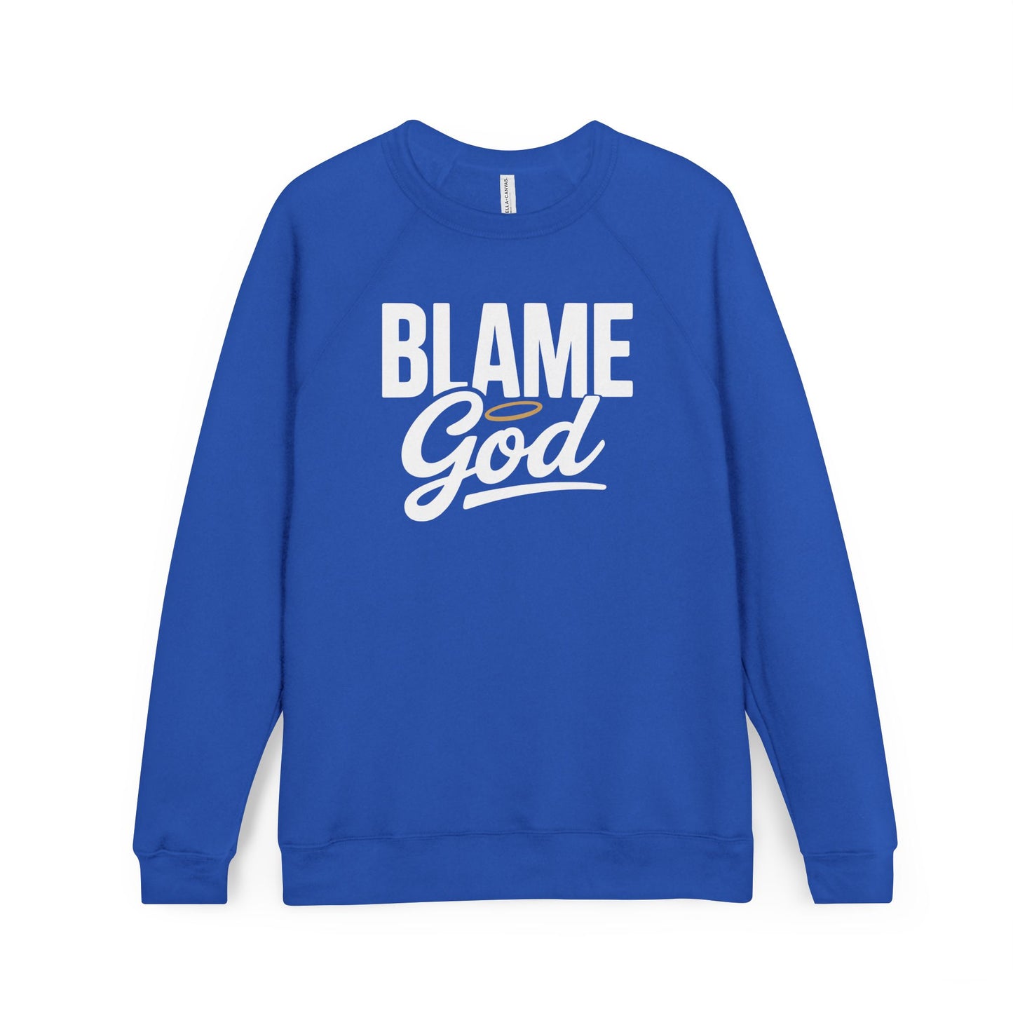 Blame God (Halo) | Unisex Sponge Fleece Raglan Sweatshirt