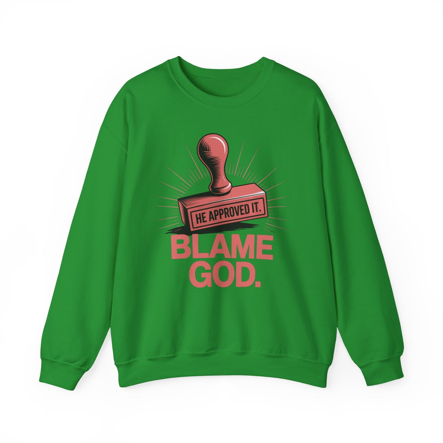 Blame God (Stamp) | Unisex Heavy Blend™ Crewneck Sweatshirt