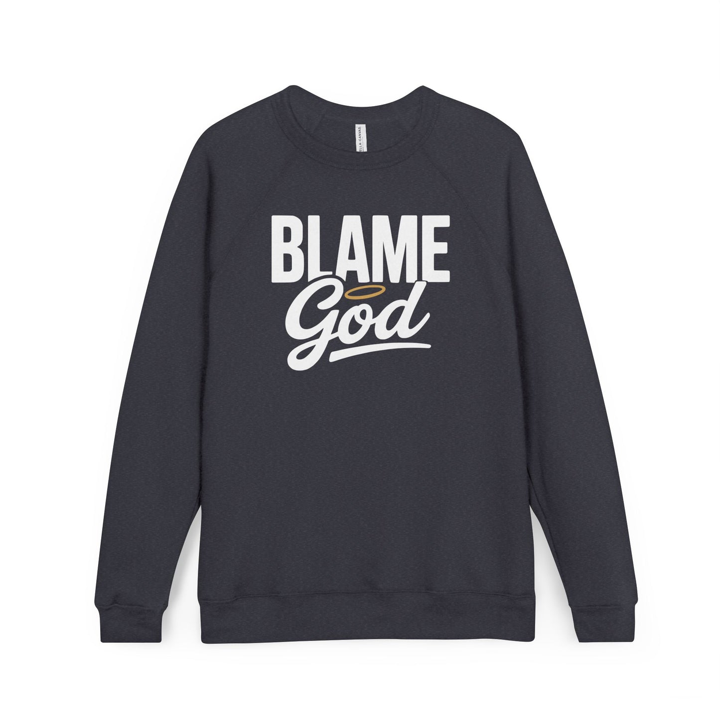Blame God (Halo) | Unisex Sponge Fleece Raglan Sweatshirt