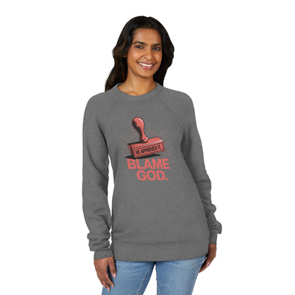 Blame God (Stamp) | Unisex Sponge Fleece Raglan Sweatshirt