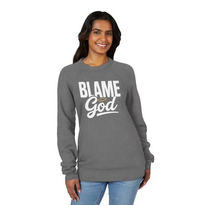 Blame God (Halo) | Unisex Sponge Fleece Raglan Sweatshirt
