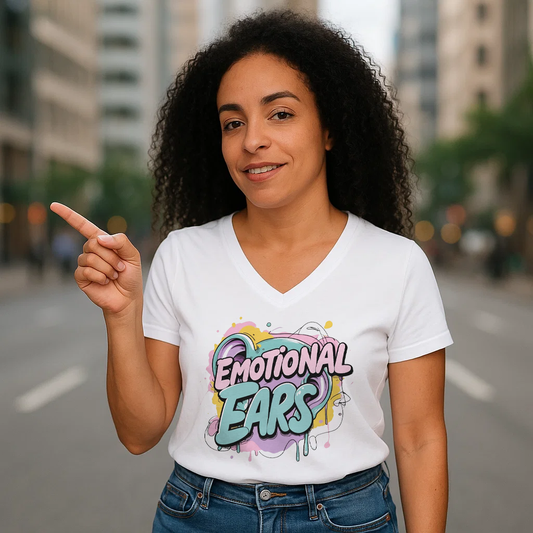 Emotional Ears (Paint) | Unisex Short Sleeve V-Neck Tee