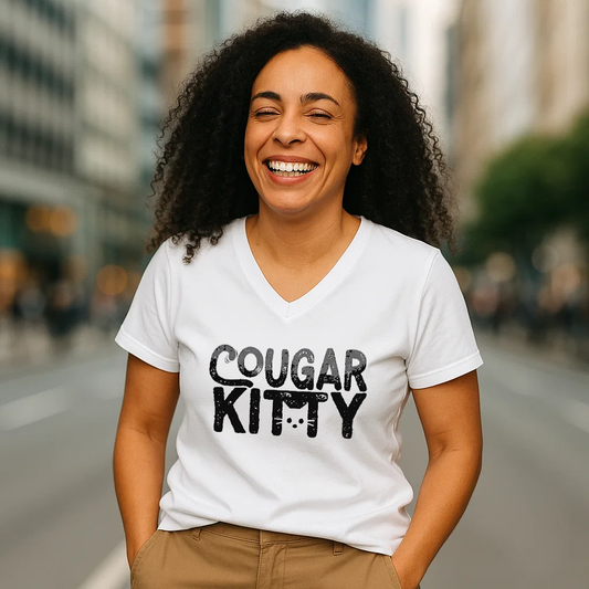 Cougar Kitty | Unisex Short Sleeve V-Neck Tee