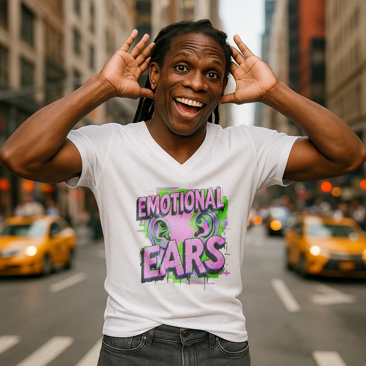 Emotional Ears (Splash) | Unisex Short Sleeve V-Neck Tee